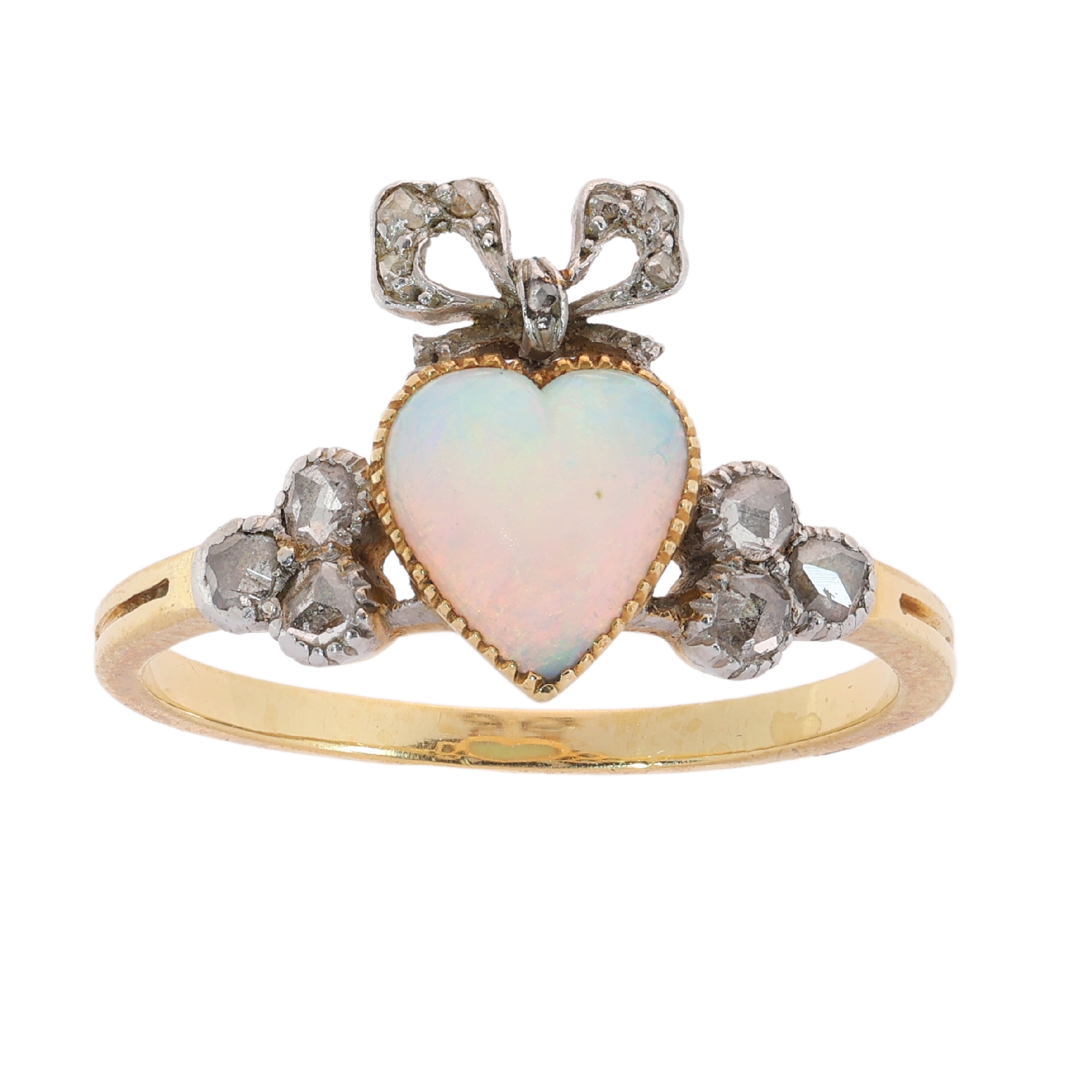 Belle �poque Opal and Diamond Love Ring with Heart and Bow